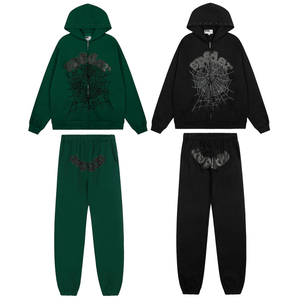 Sp5der Spiderweb Graphic Zip Hoodie & Sweatpants Matching Set — comparison