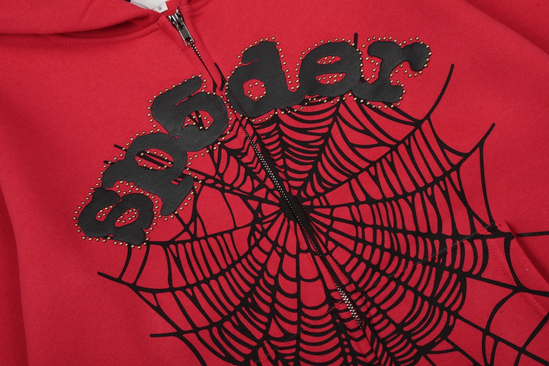Sp5der Spiderweb Graphic Zip Hoodie & Sweatpants Matching Set — detail