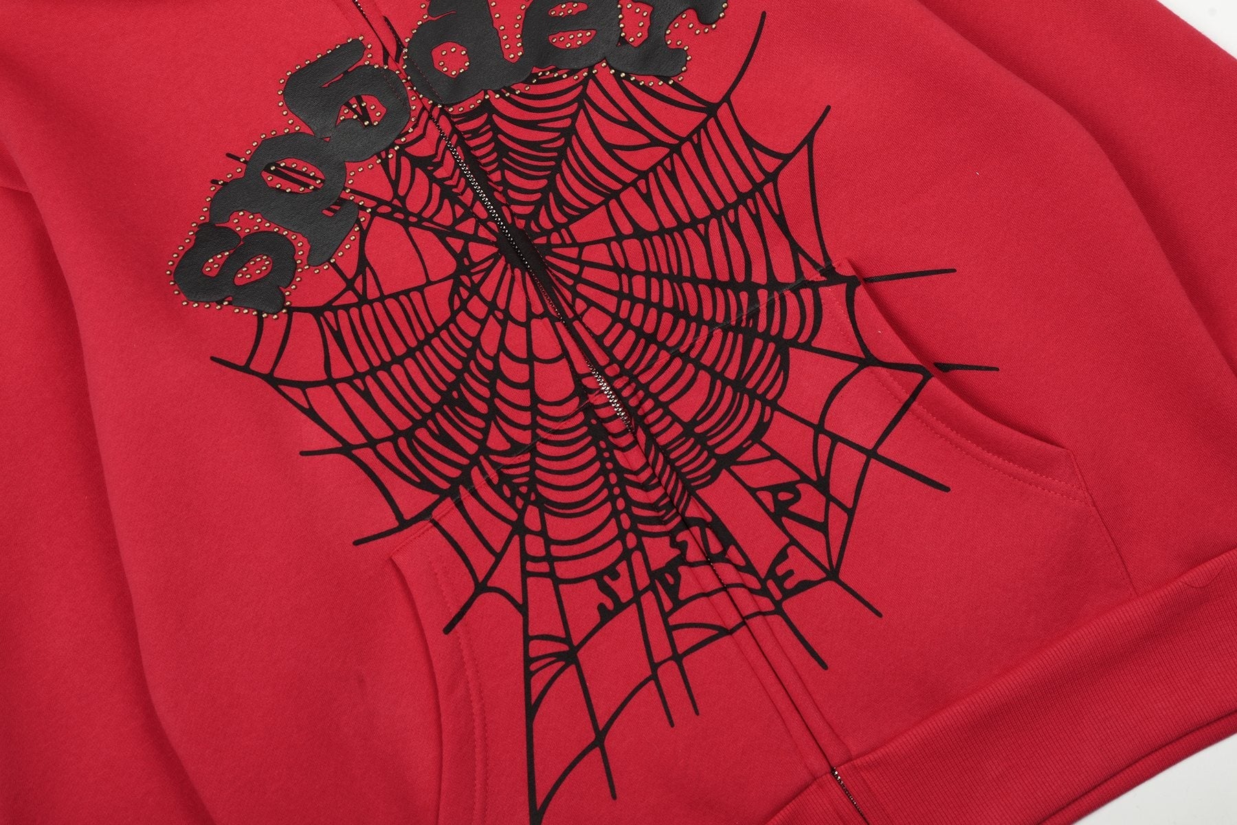 Sp5der Spiderweb Graphic Zip Hoodie & Sweatpants Matching Set — detail