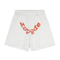 Sp5der Curved Wordmark Raw-Hem Shorts — hero