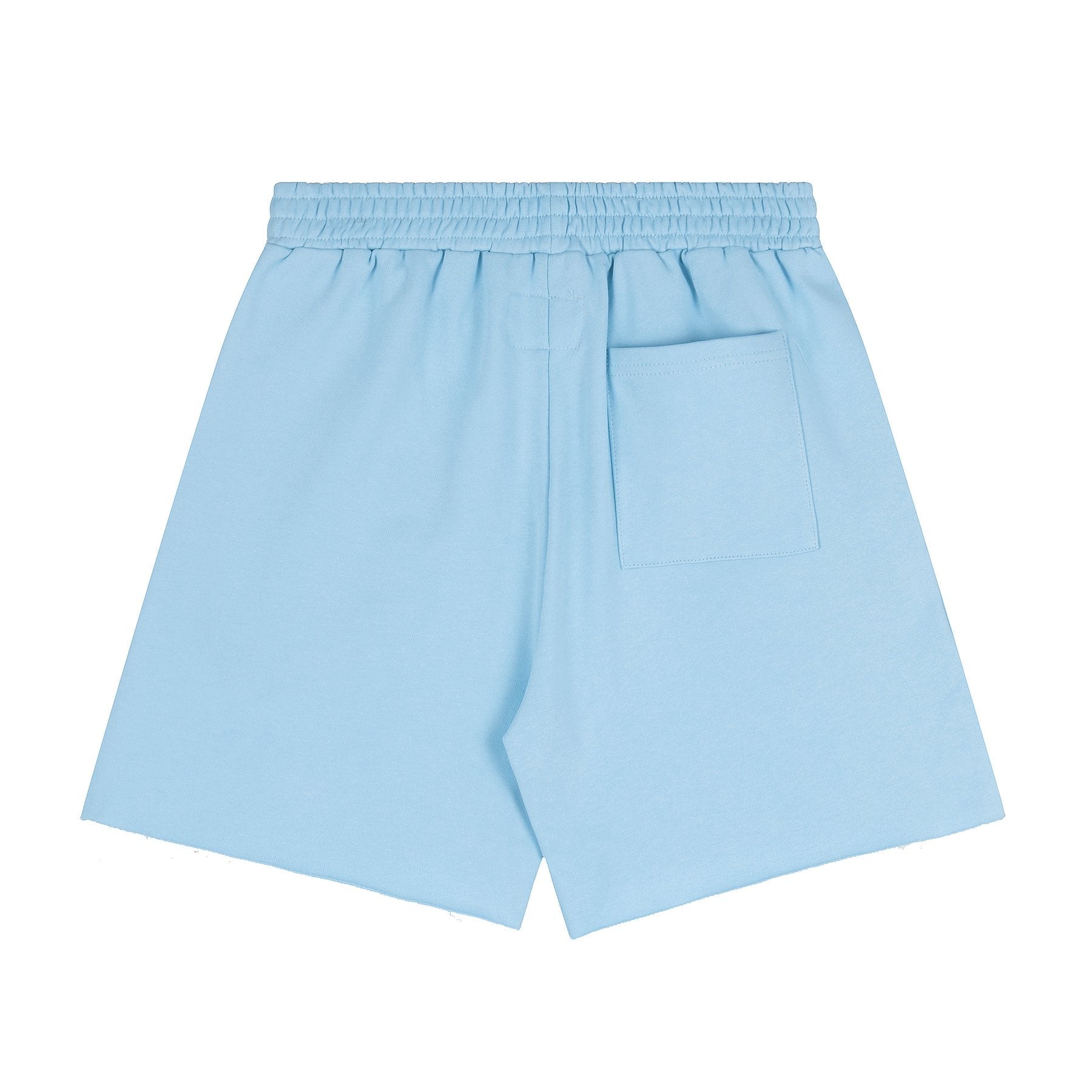 Sp5der Curved Wordmark Raw-Hem Shorts — back