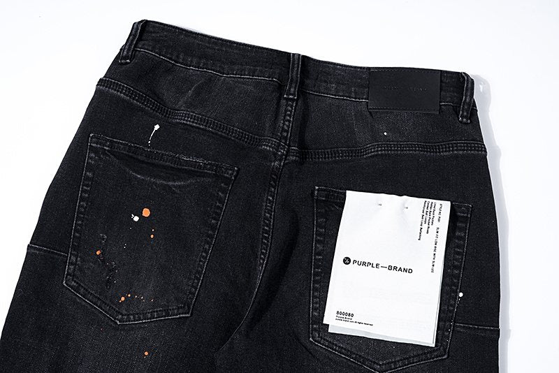 Purple Brand Paint-Splatter Distressed Jeans — detail