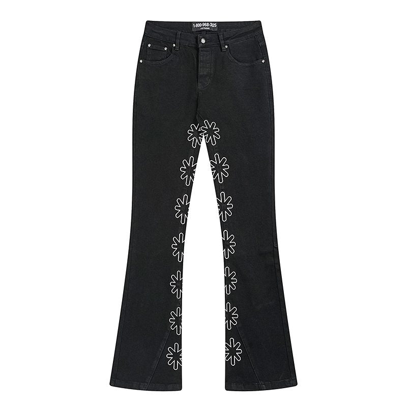 LOSTSHDWS Floral Embroidered Flared Jeans — hero