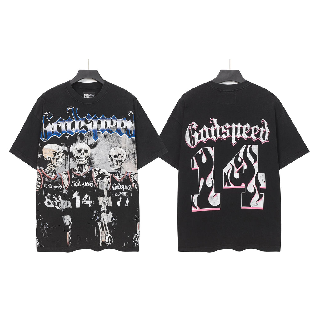 Godspeed Skeleton Basketball Number 14 T-Shirt — hero