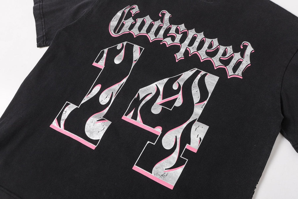 Godspeed Skeleton Basketball Number 14 T-Shirt — detail