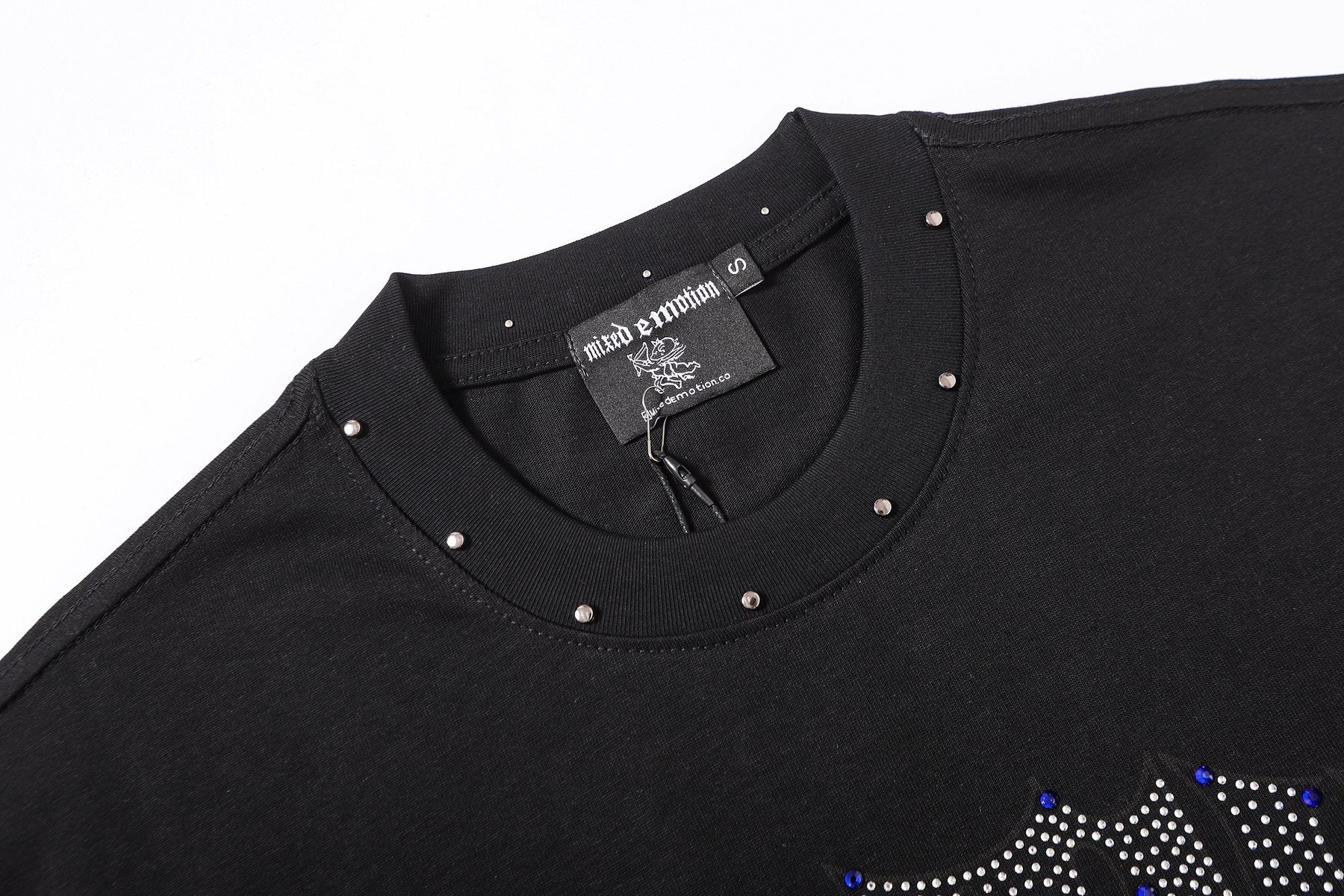 MIXED EMOTION Studded Angel Graphic T-Shirt — detail