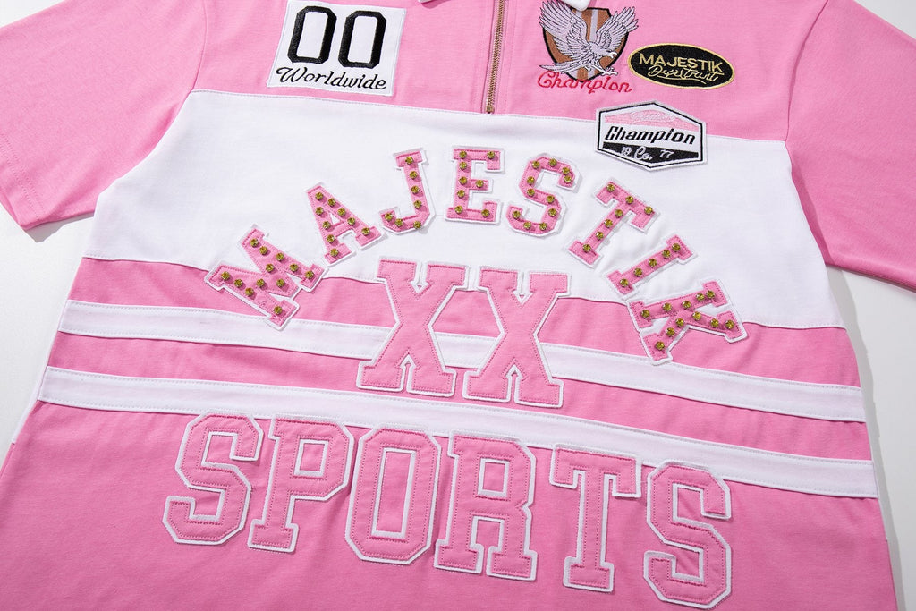 MAJESTIK XX Sports Graphic Zip Polo Shirt — detail