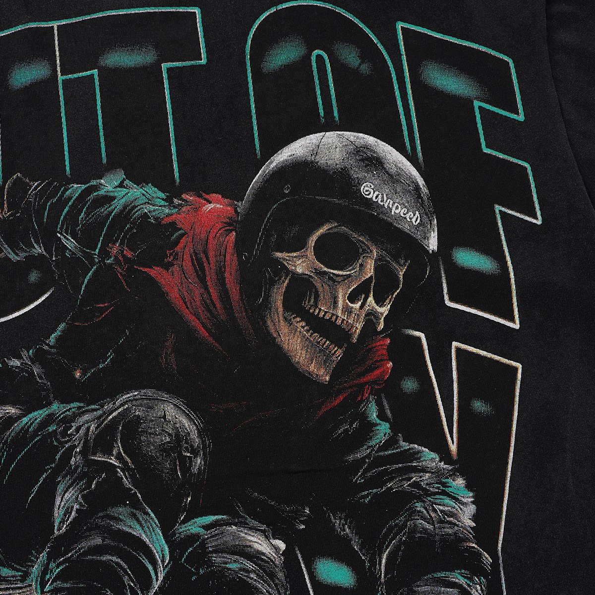 Godspeed Racing Skull Skateboarder Graphic T-Shirt — detail