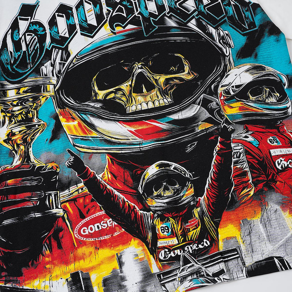 Godspeed Racing Skull Skateboarder Graphic T-Shirt — detail