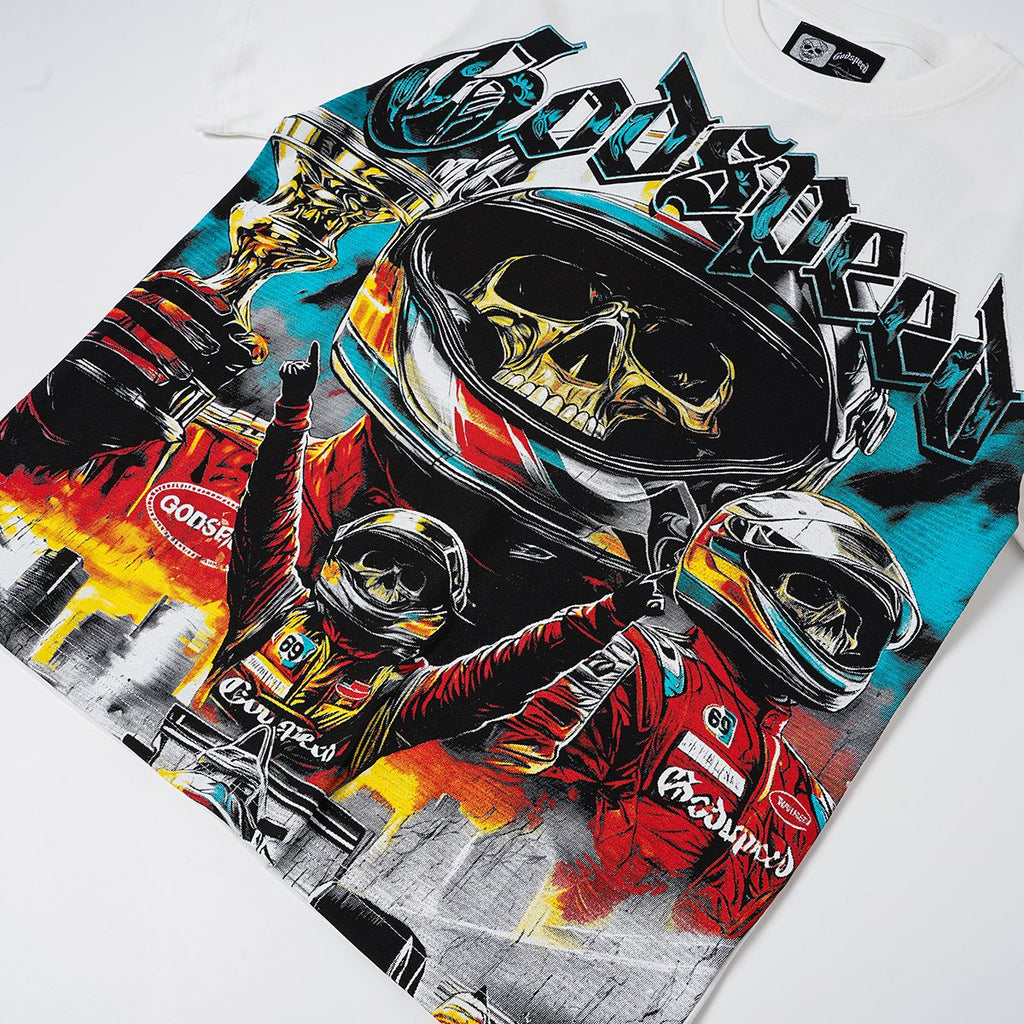 Godspeed Racing Skull Skateboarder Graphic T-Shirt — front