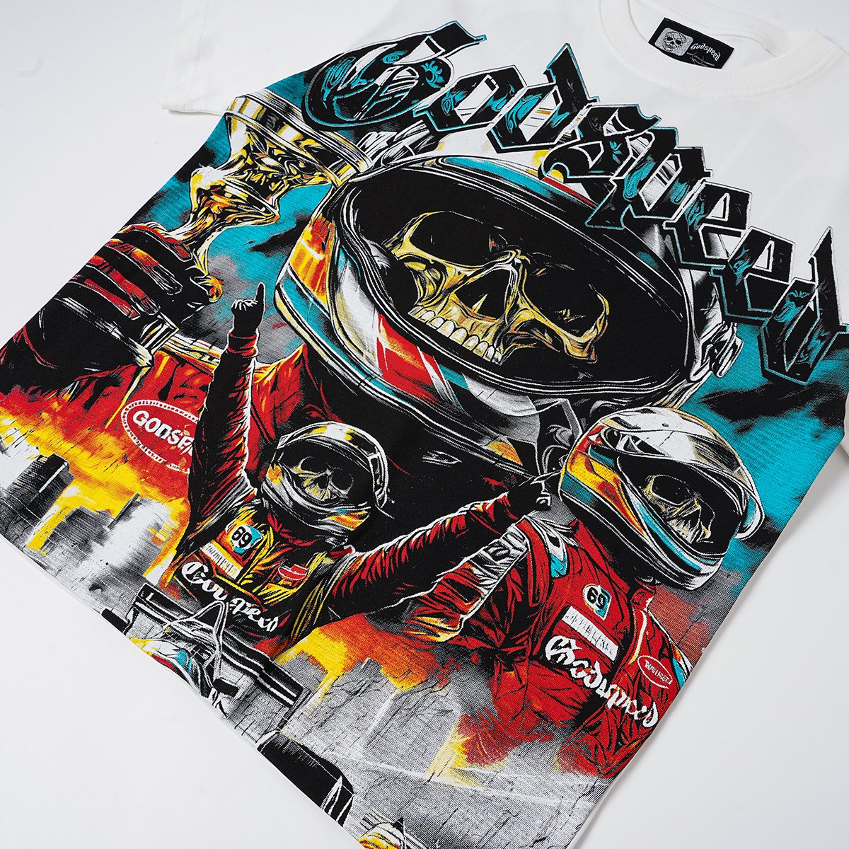 Godspeed Racing Skull Skateboarder Graphic T-Shirt — front