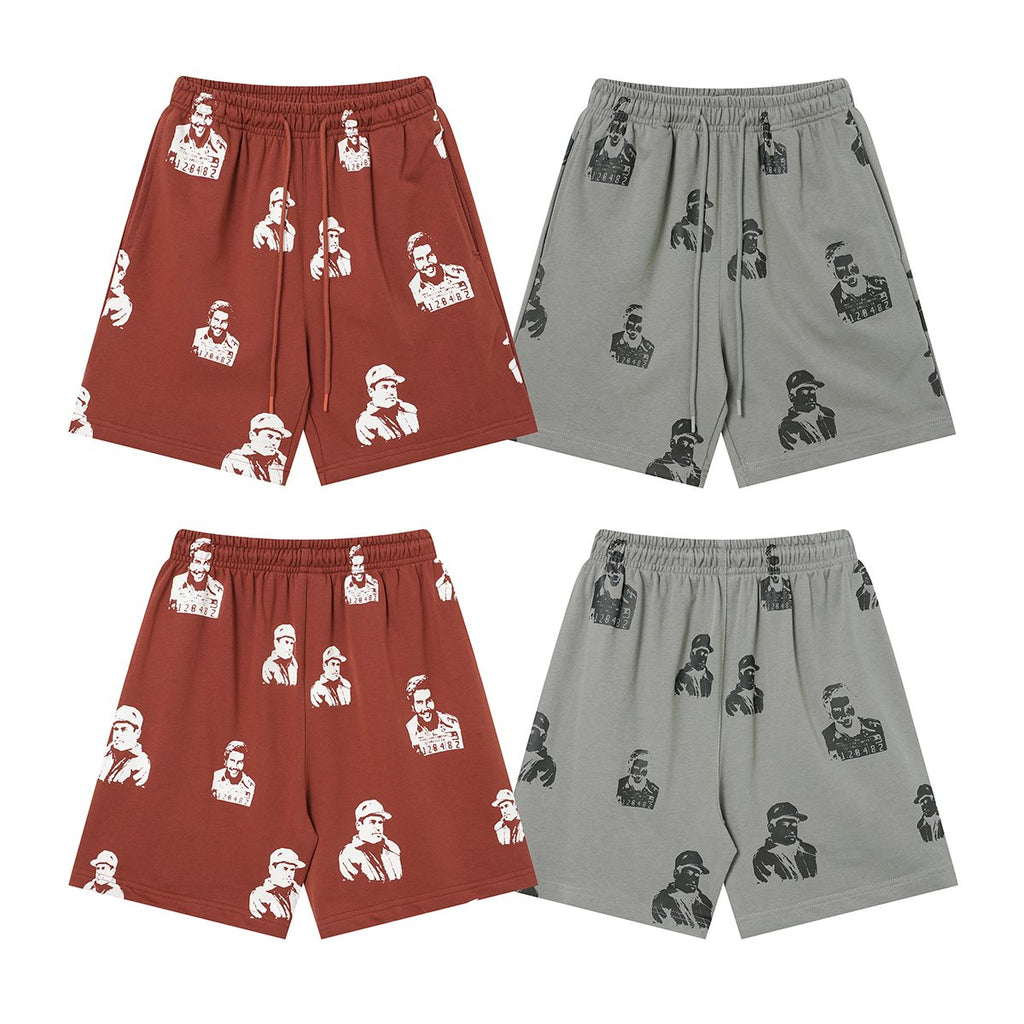 ASAALL All-Over Portrait Graphic Drawstring Shorts — comparison