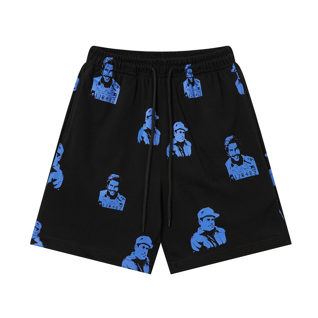 ASAALL All-Over Portrait Graphic Drawstring Shorts — back