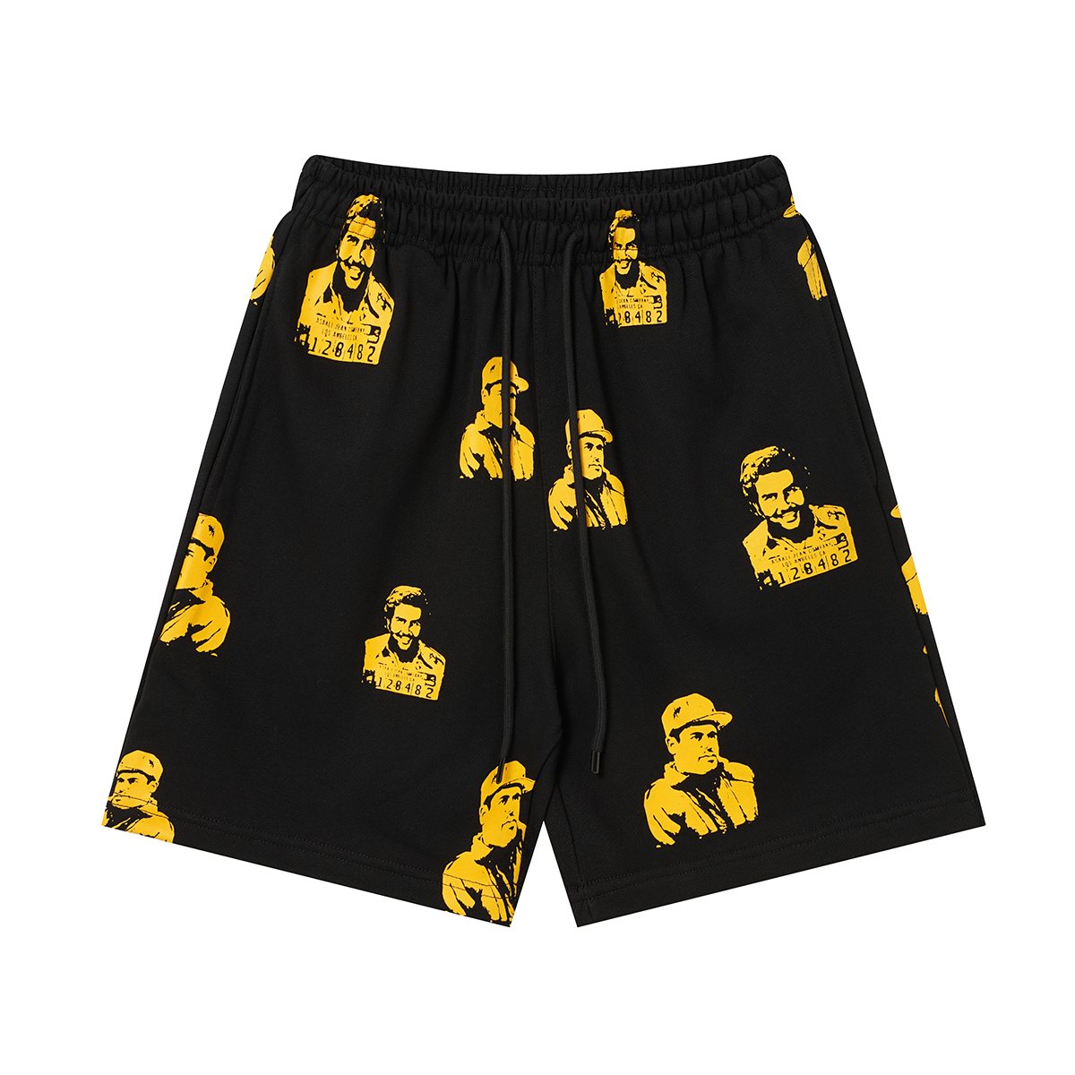 ASAALL All-Over Portrait Graphic Drawstring Shorts — hero