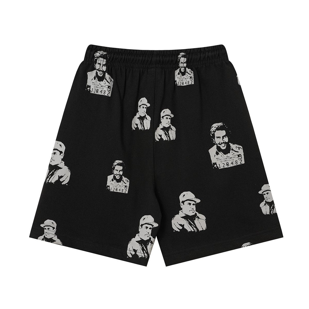 ASAALL All-Over Portrait Graphic Drawstring Shorts — back