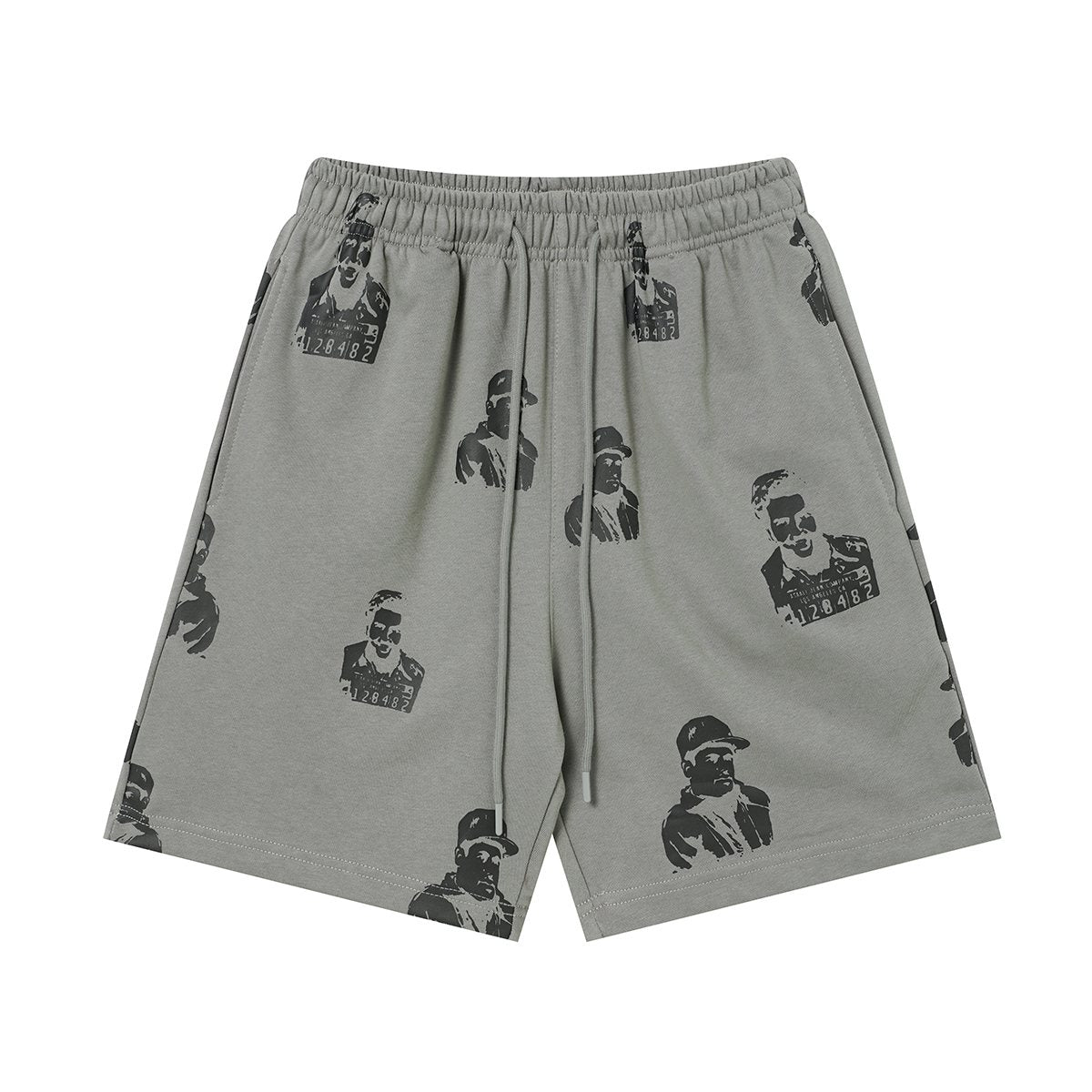ASAALL All-Over Portrait Graphic Drawstring Shorts — hero