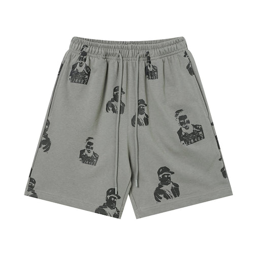 ASAALL All-Over Portrait Graphic Drawstring Shorts — hero