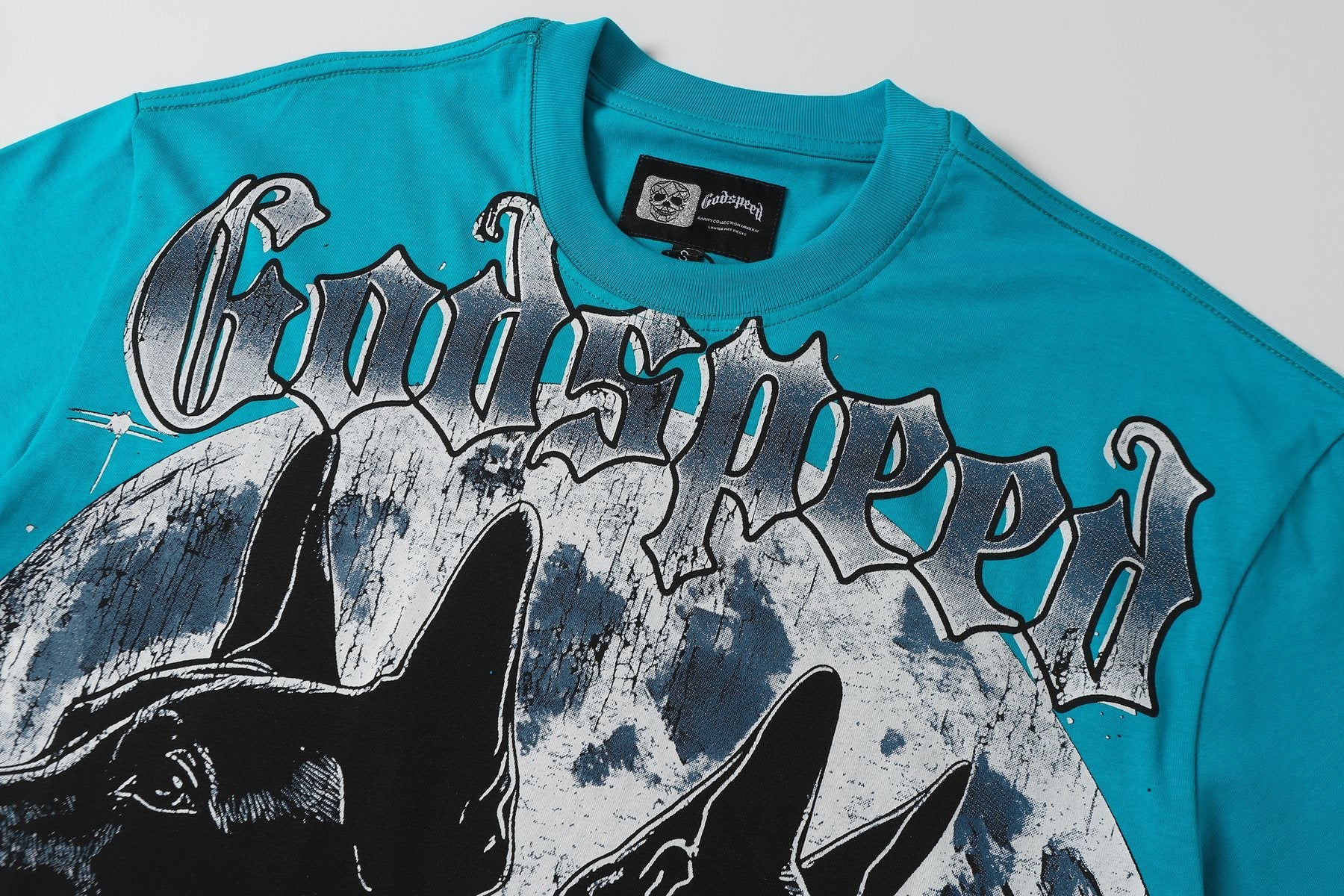 Godspeed Doberman Moon Graphic T-Shirt — detail