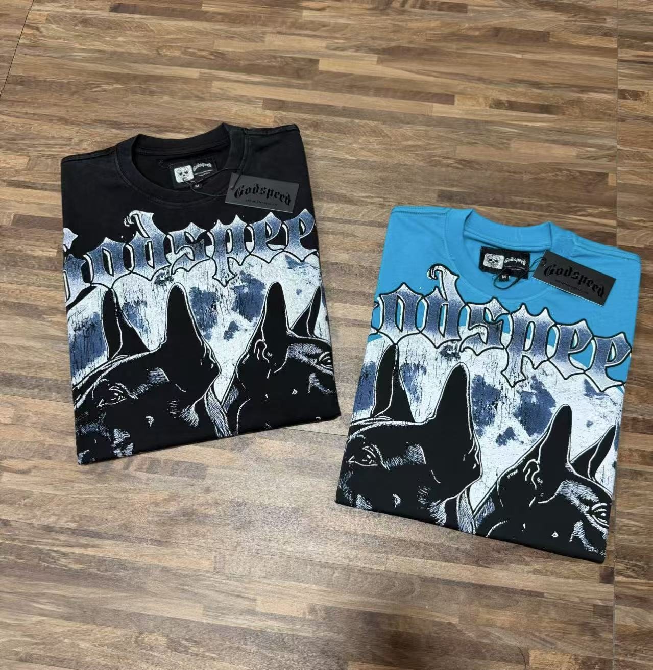 Godspeed Doberman Moon Graphic T-Shirt — comparison
