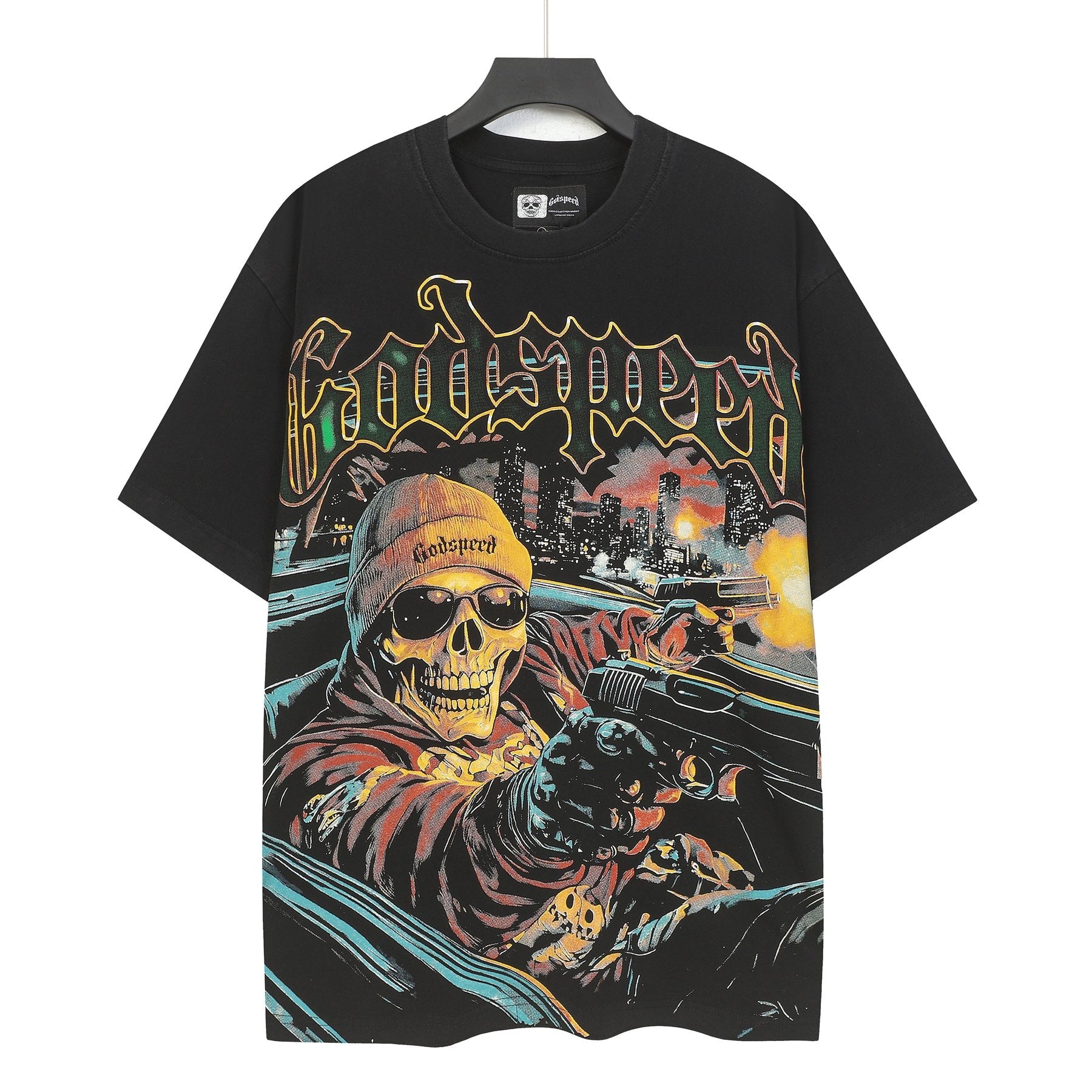 Godspeed Skull Car Graphic T-Shirt — front