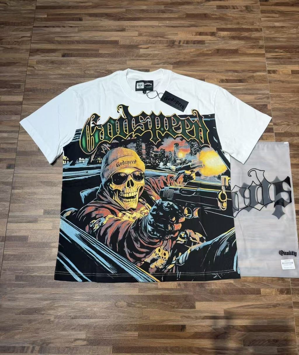 Godspeed Skull Car Graphic T-Shirt — front