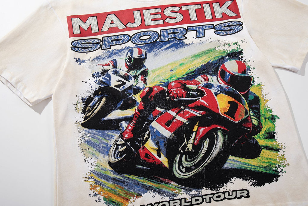 MAJESTIK Motorcycle World Tour Graphic T-Shirt — detail