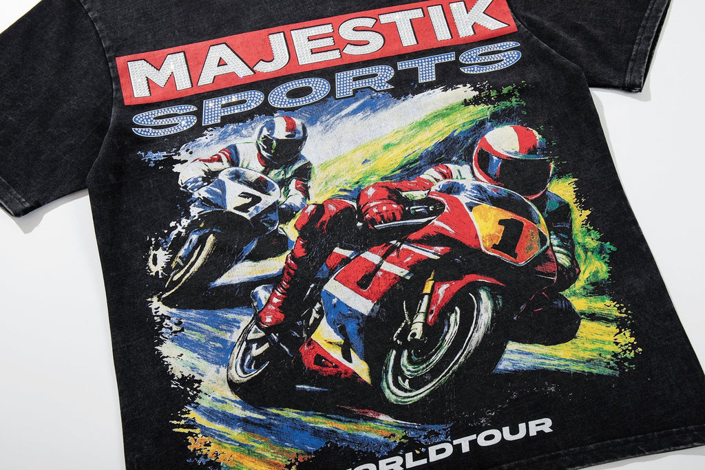 MAJESTIK Motorcycle World Tour Graphic T-Shirt — detail