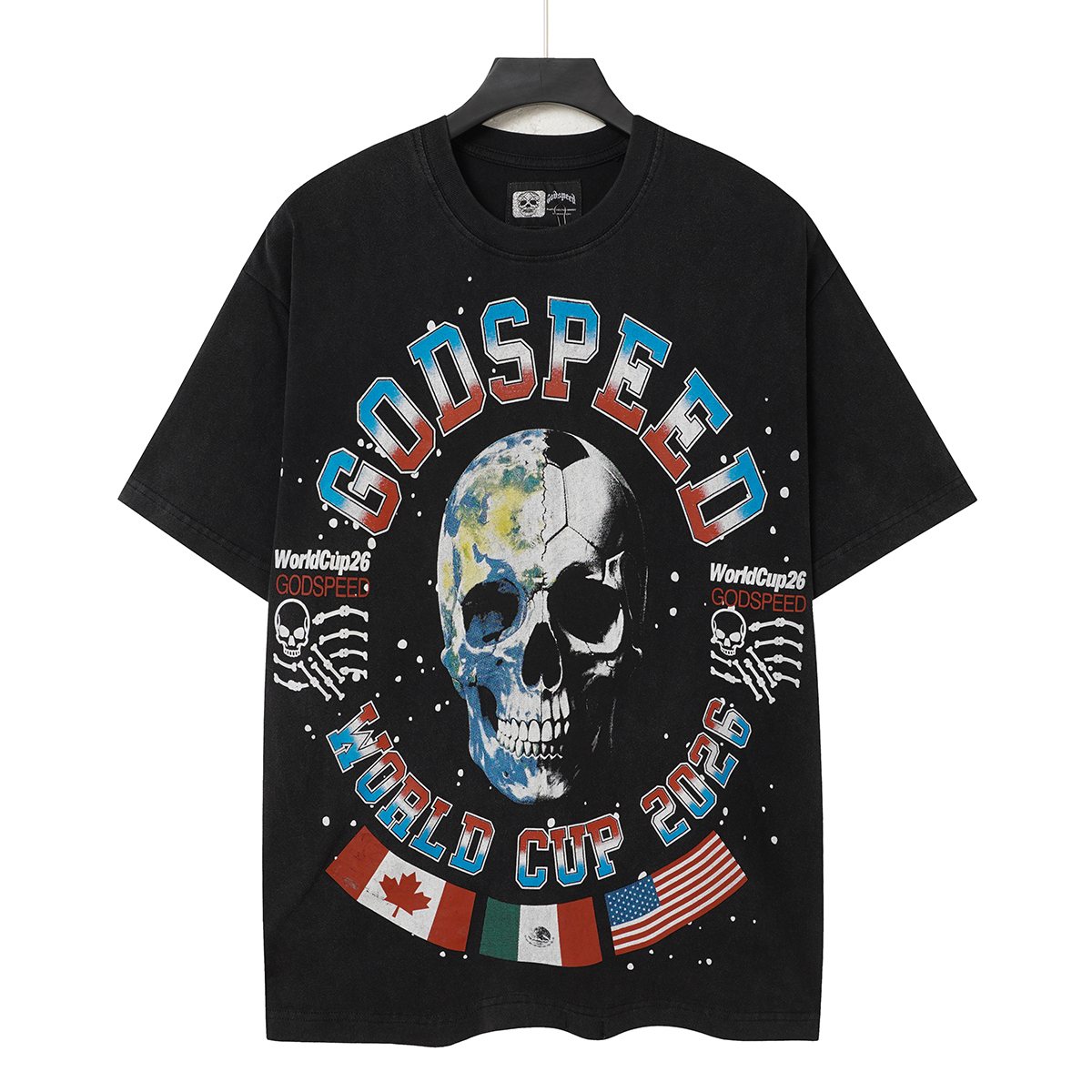 Godspeed World Cup 2026 Skull Globe T-Shirt — hero