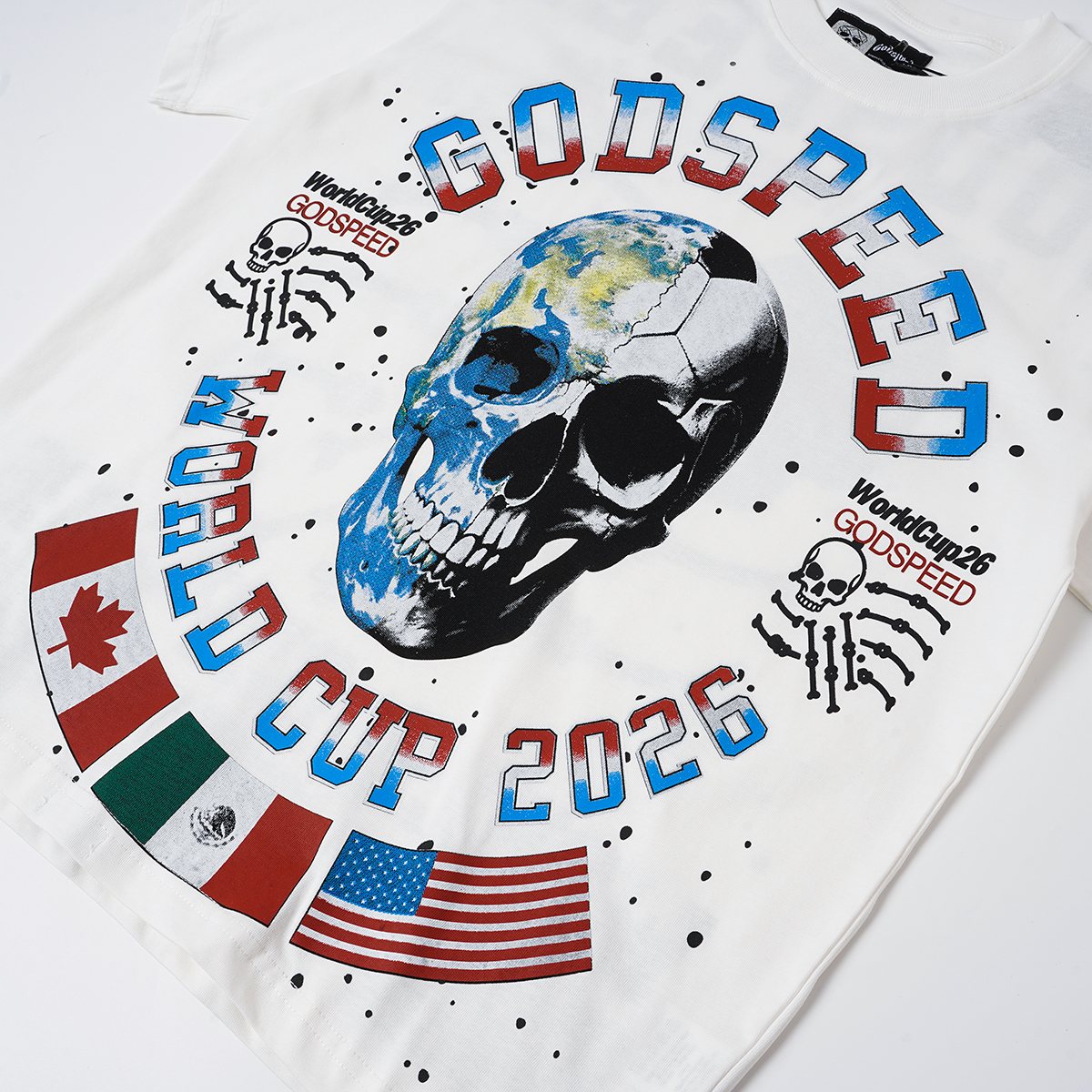 Godspeed World Cup 2026 Skull Globe T-Shirt — detail