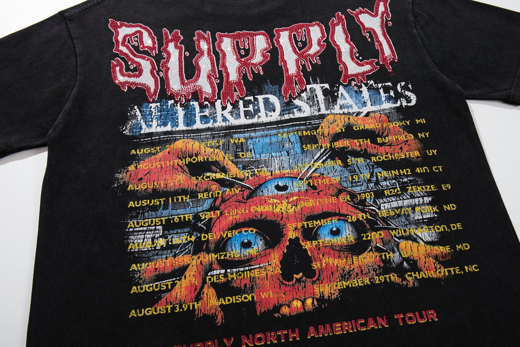 SUPPLY TEE Skull Rhinestone Graphic T-Shirt — detail