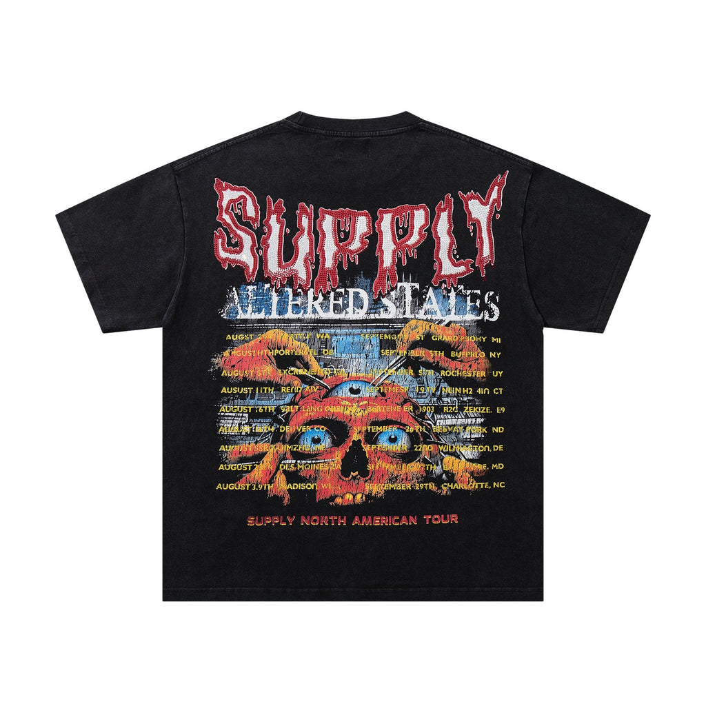 SUPPLY TEE Skull Rhinestone Graphic T-Shirt — back
