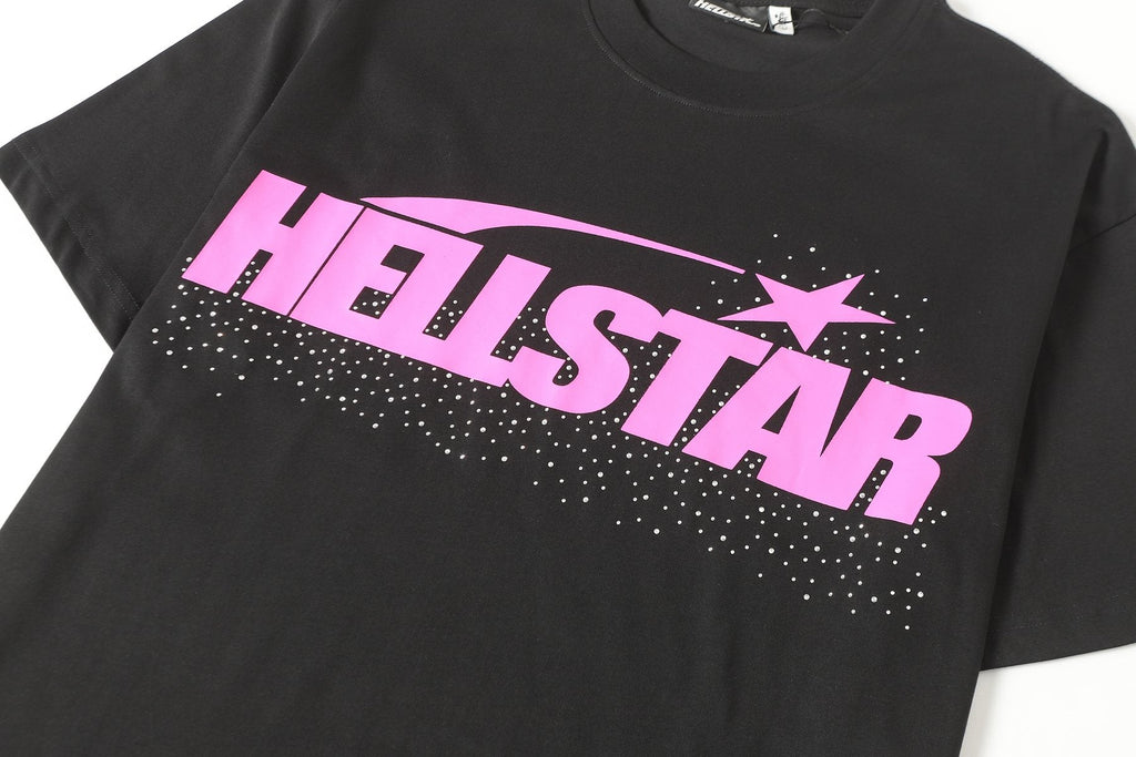 Hellstar Star Flame Rhinestone-Style Graphic T-Shirt — detail