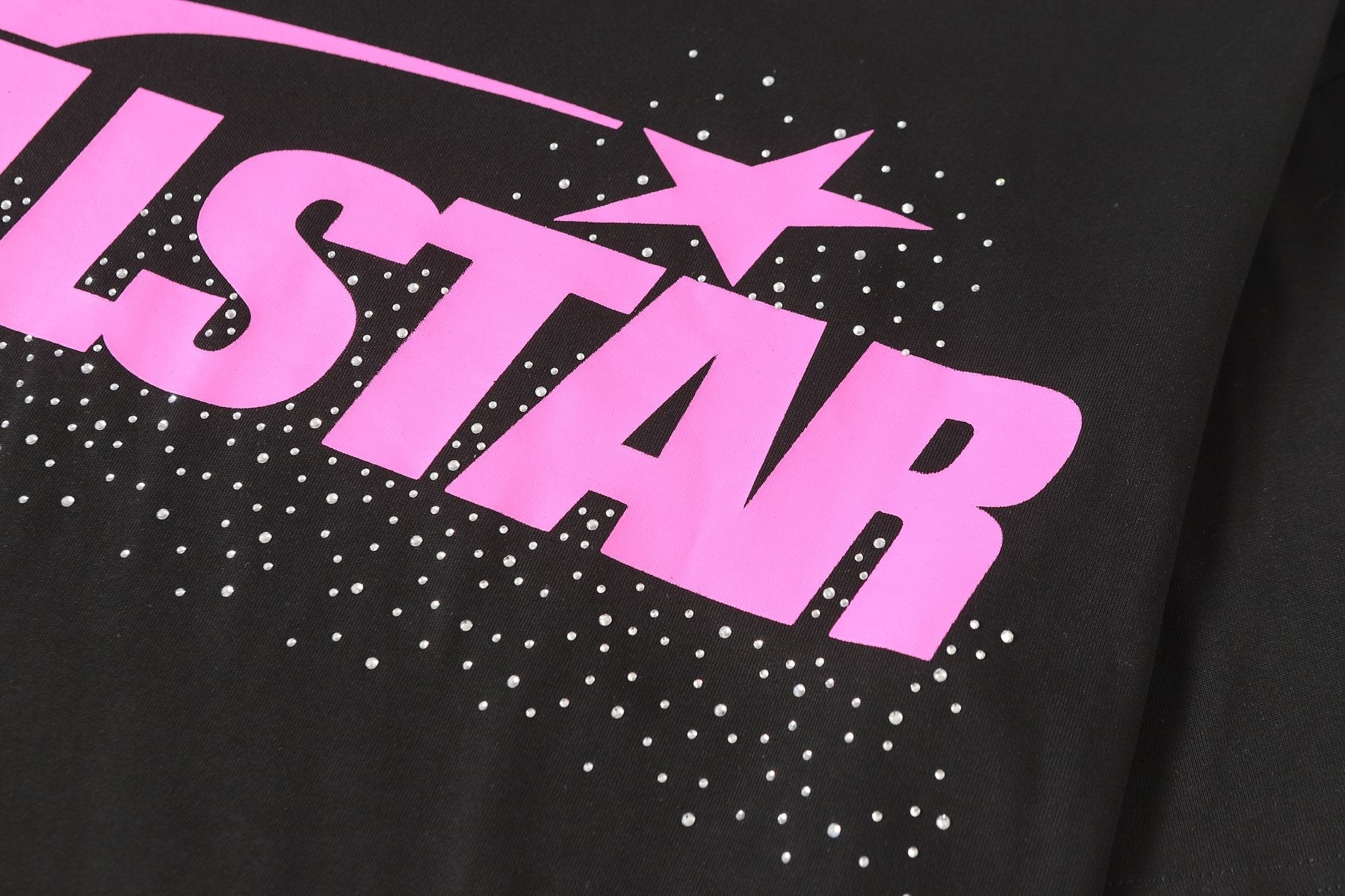 Hellstar Star Flame Rhinestone-Style Graphic T-Shirt — detail