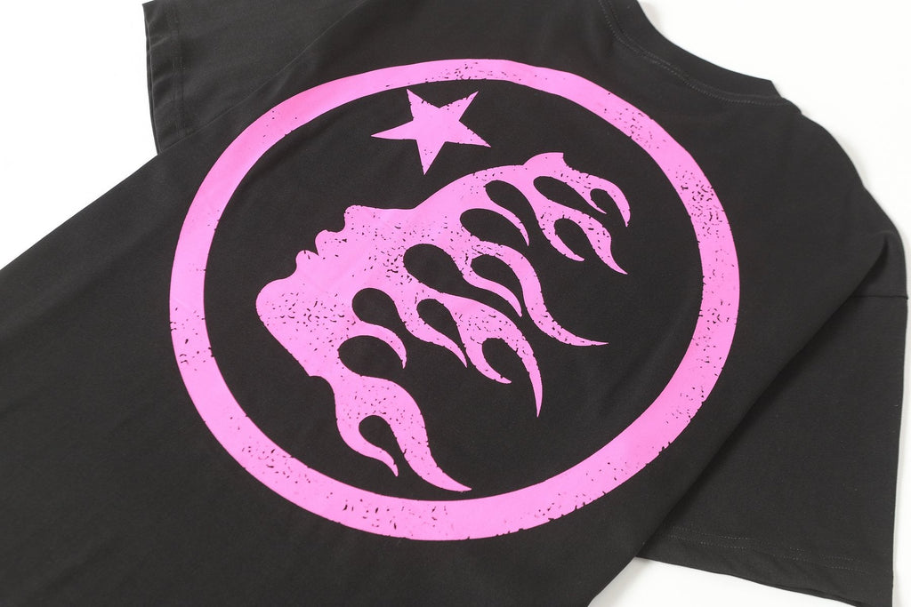 Hellstar Star Flame Rhinestone-Style Graphic T-Shirt — detail