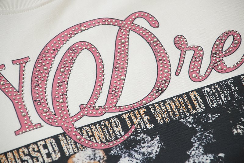 VALE USA Fallen Angel Rhinestone Graphic T-Shirt — detail