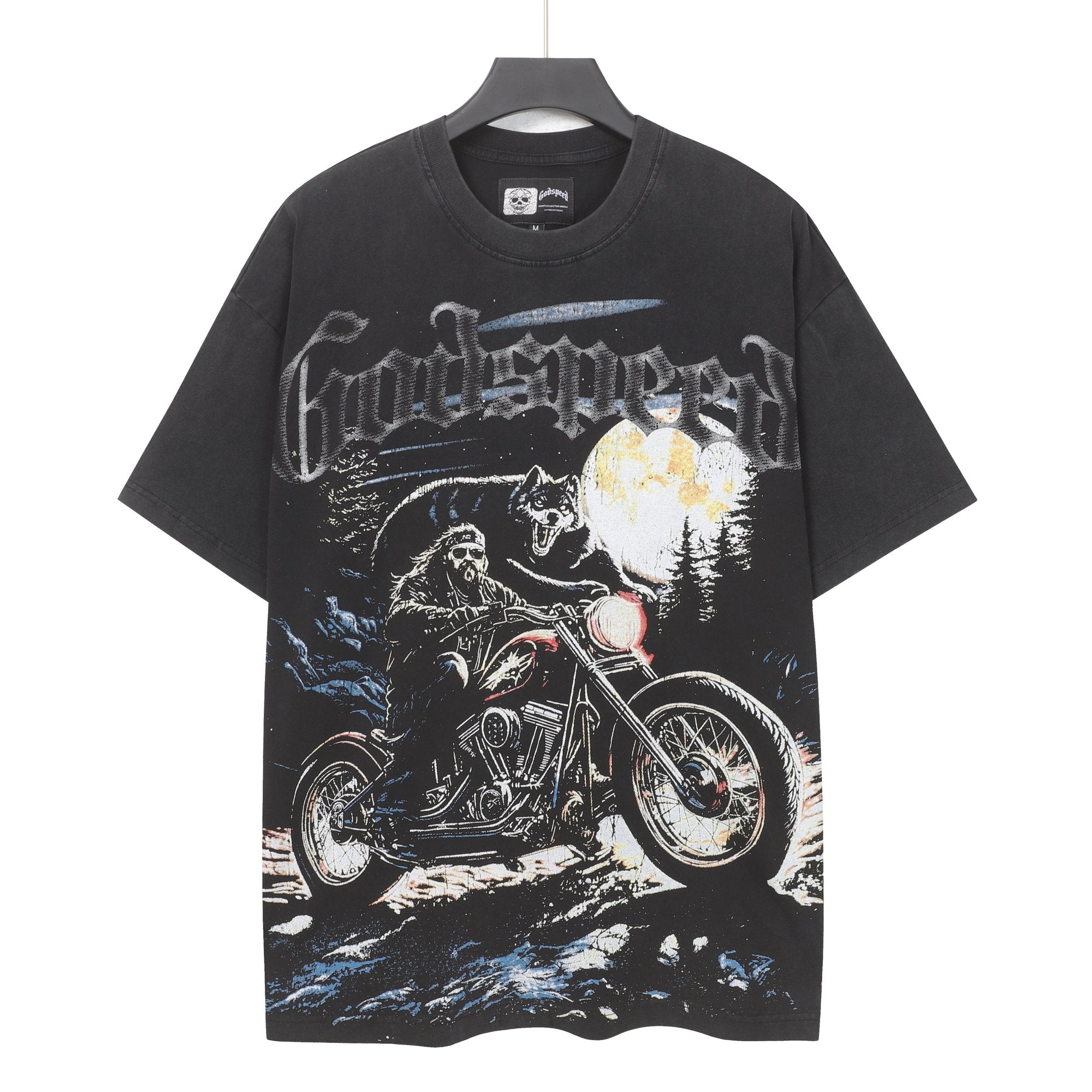 Godspeed Motorcycle Wolf Moon Graphic T-Shirt — hero