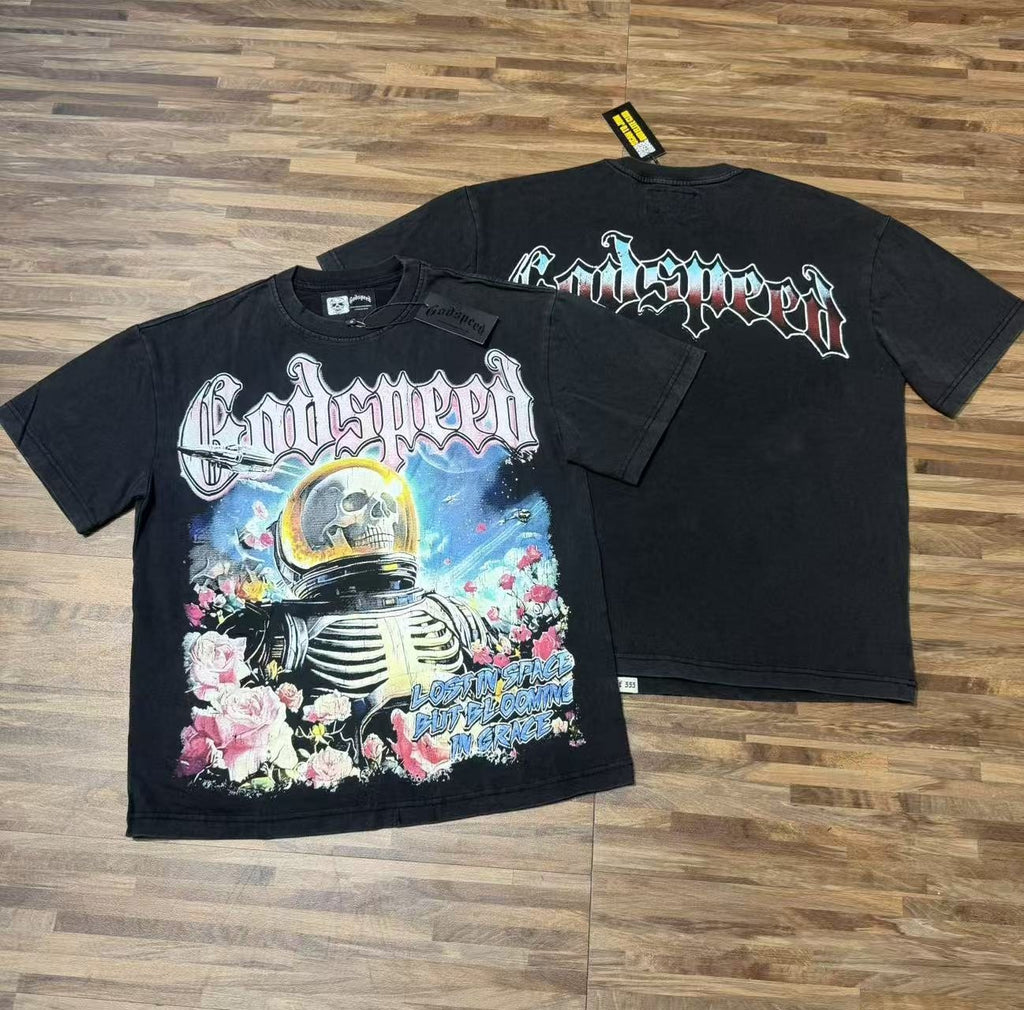 Godspeed Astronaut Floral Graphic T-Shirt — context