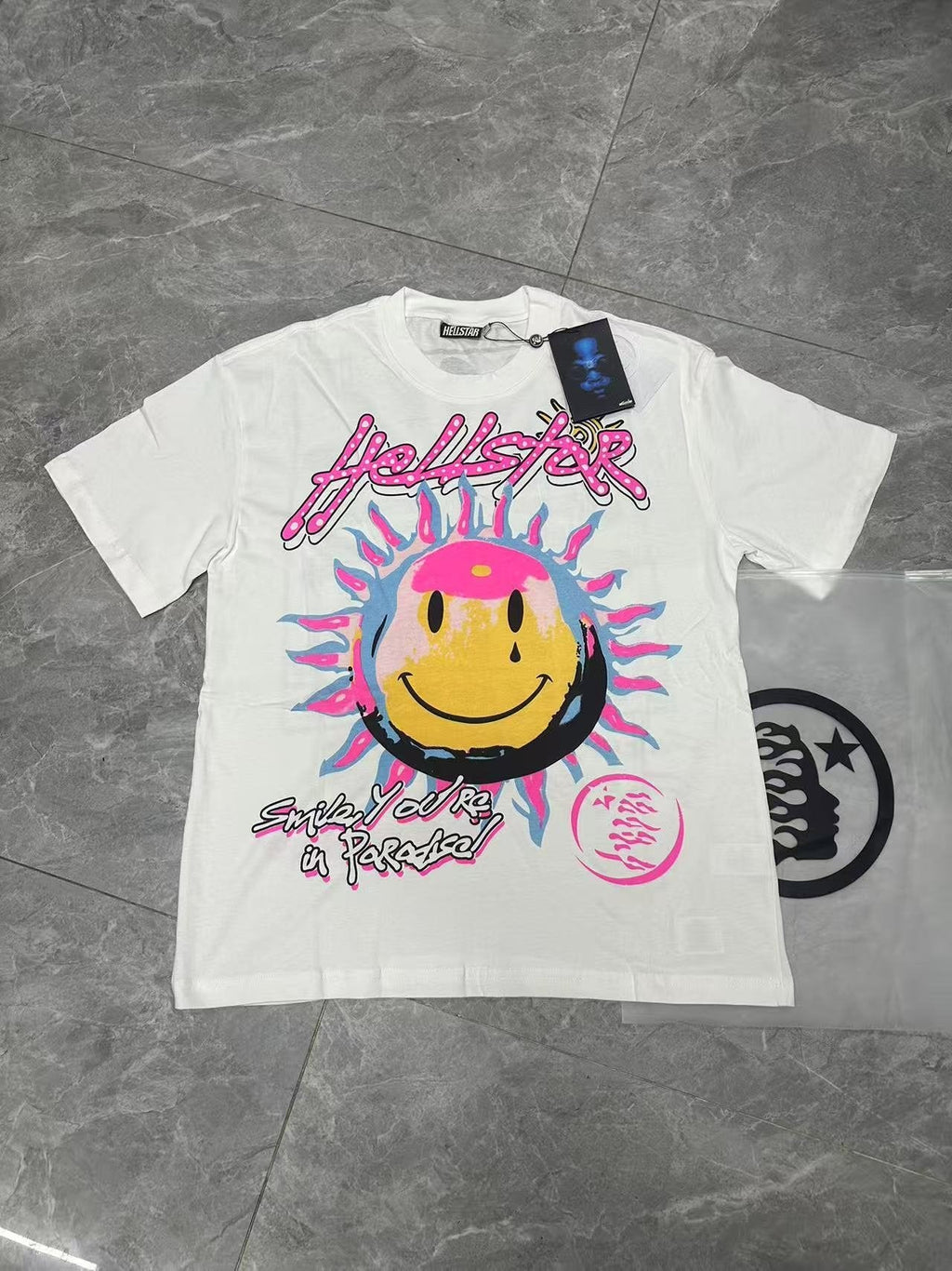 Hellstar Smiley Sun Spiral Graphic T-Shirt — context