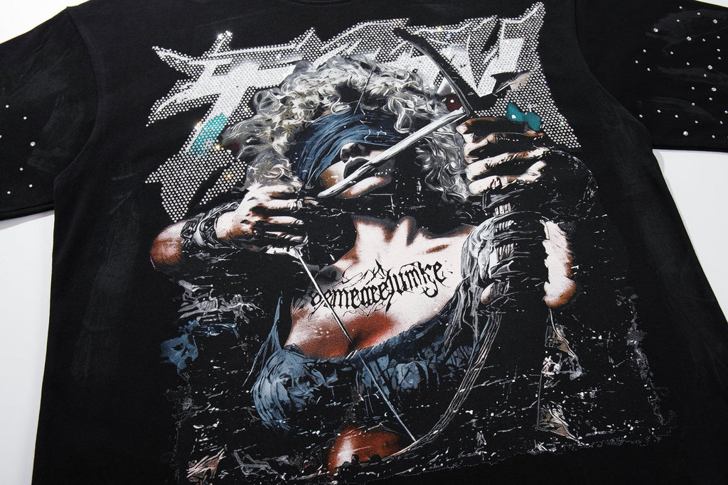 BKYS Revival Rhinestone Portrait Graphic T-Shirt — detail