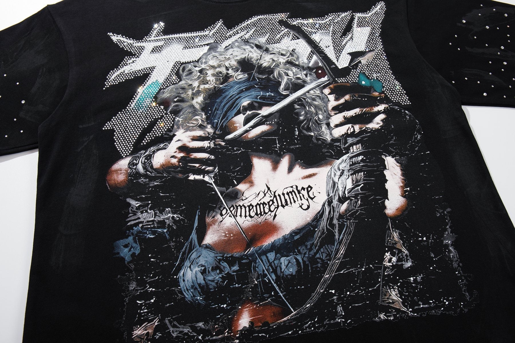 BKYS Revival Rhinestone Portrait Graphic T-Shirt — detail