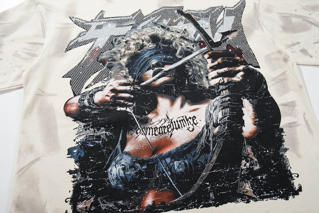 BKYS Revival Rhinestone Portrait Graphic T-Shirt — detail