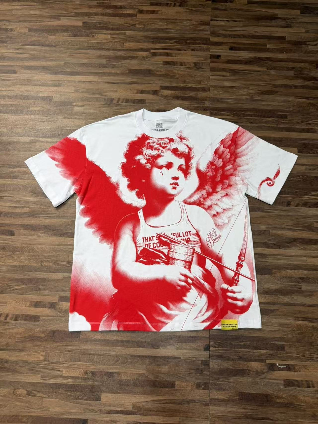 THAT'S A AWFUL LOT OF COUGH SYRUP Angel Gothic Text Graphic T-Shirt — front