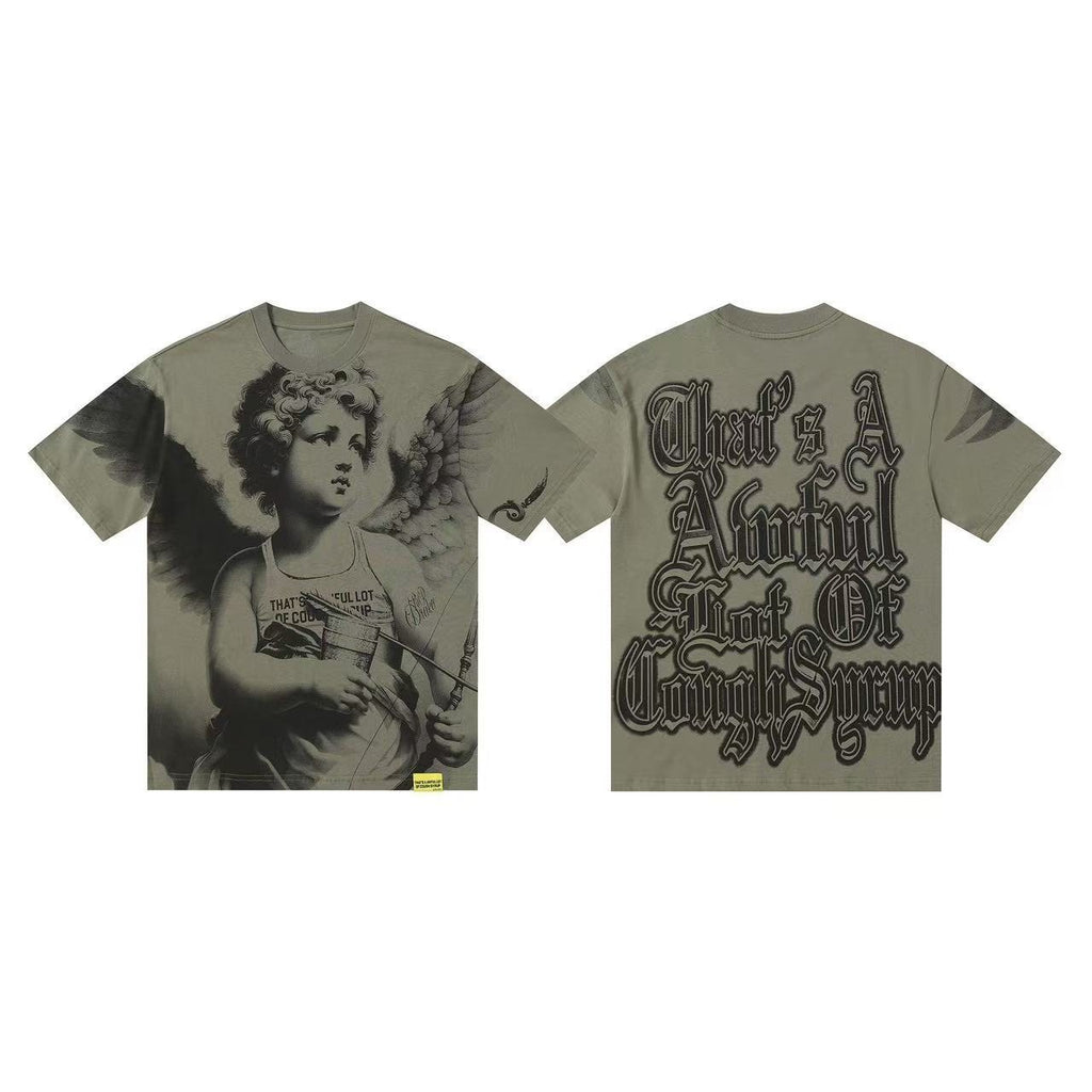 THAT'S A AWFUL LOT OF COUGH SYRUP Angel Gothic Text Graphic T-Shirt — front