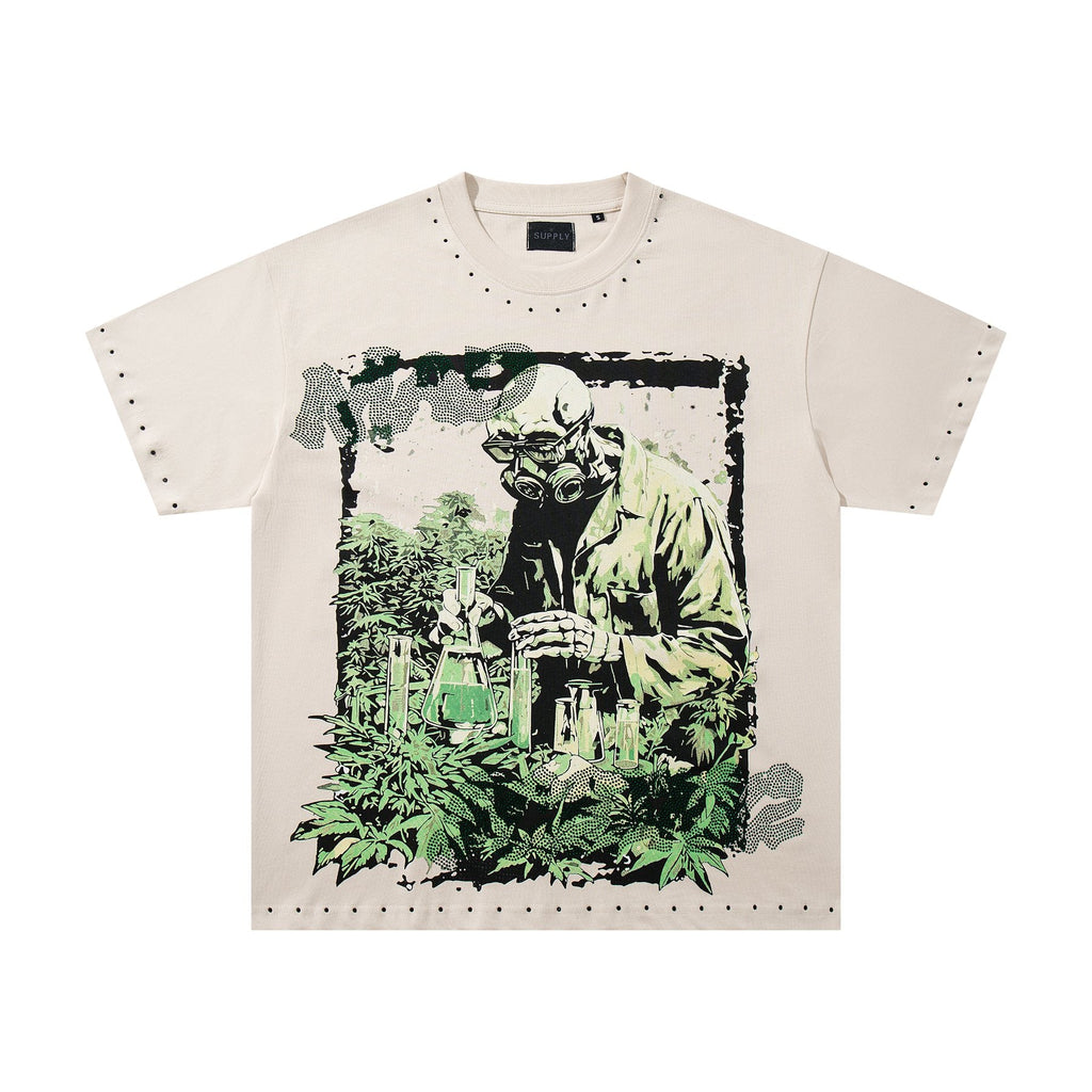 SUPPLY TEE Scientist Lab Studded Graphic T-Shirt — front