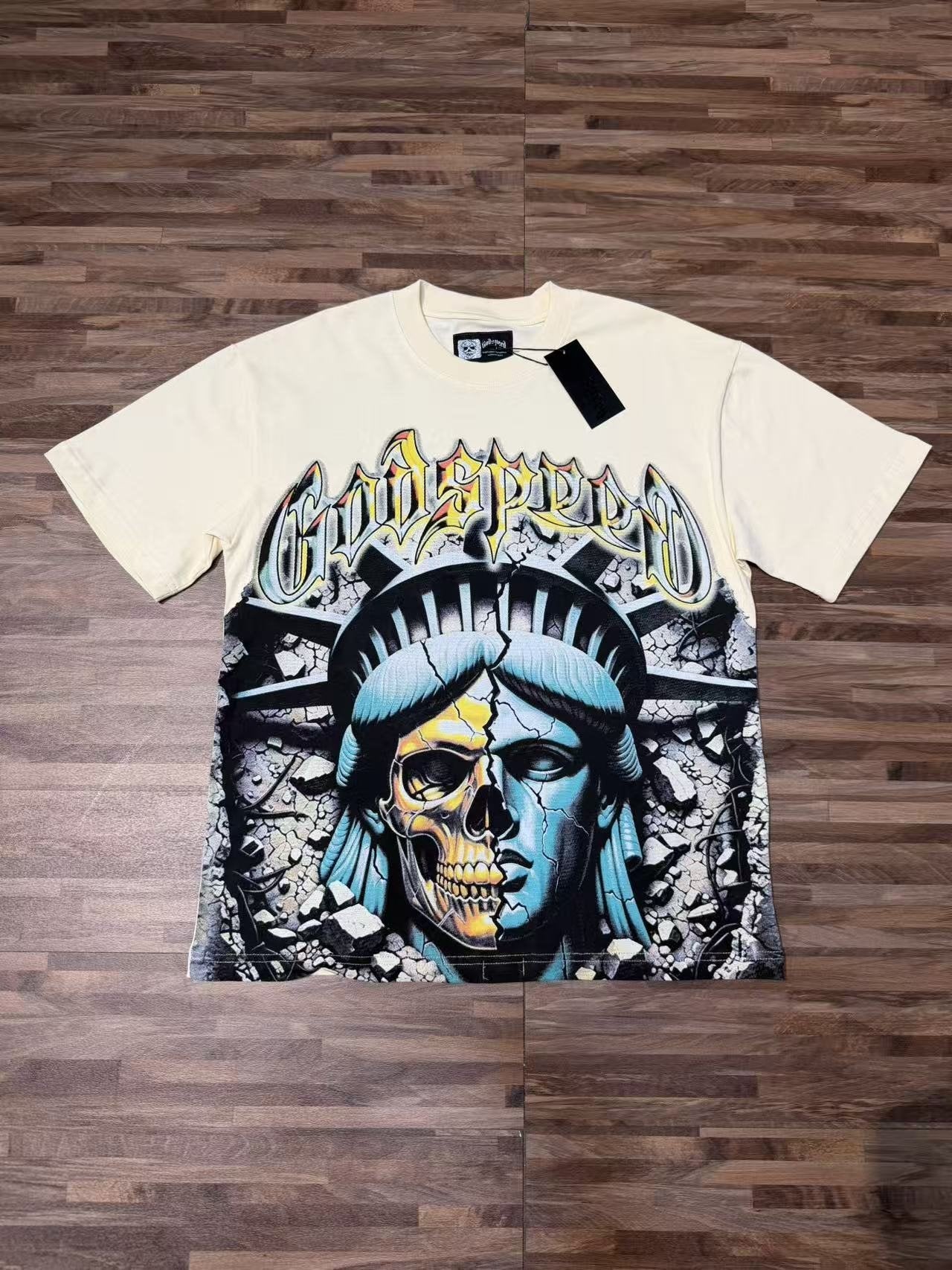 Godspeed Out of Many One Liberty Skull Graphic T-Shirt — front