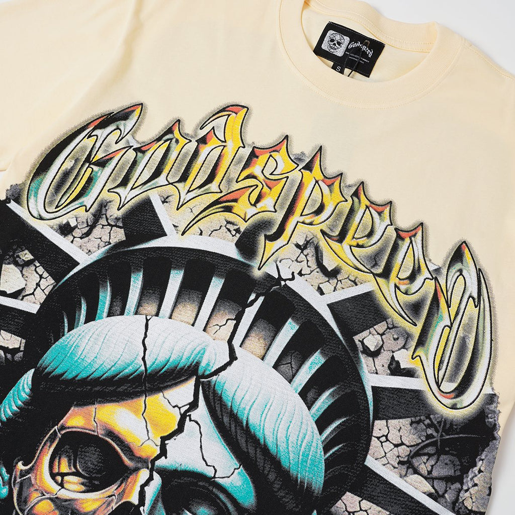 Godspeed Out of Many One Liberty Skull Graphic T-Shirt — detail