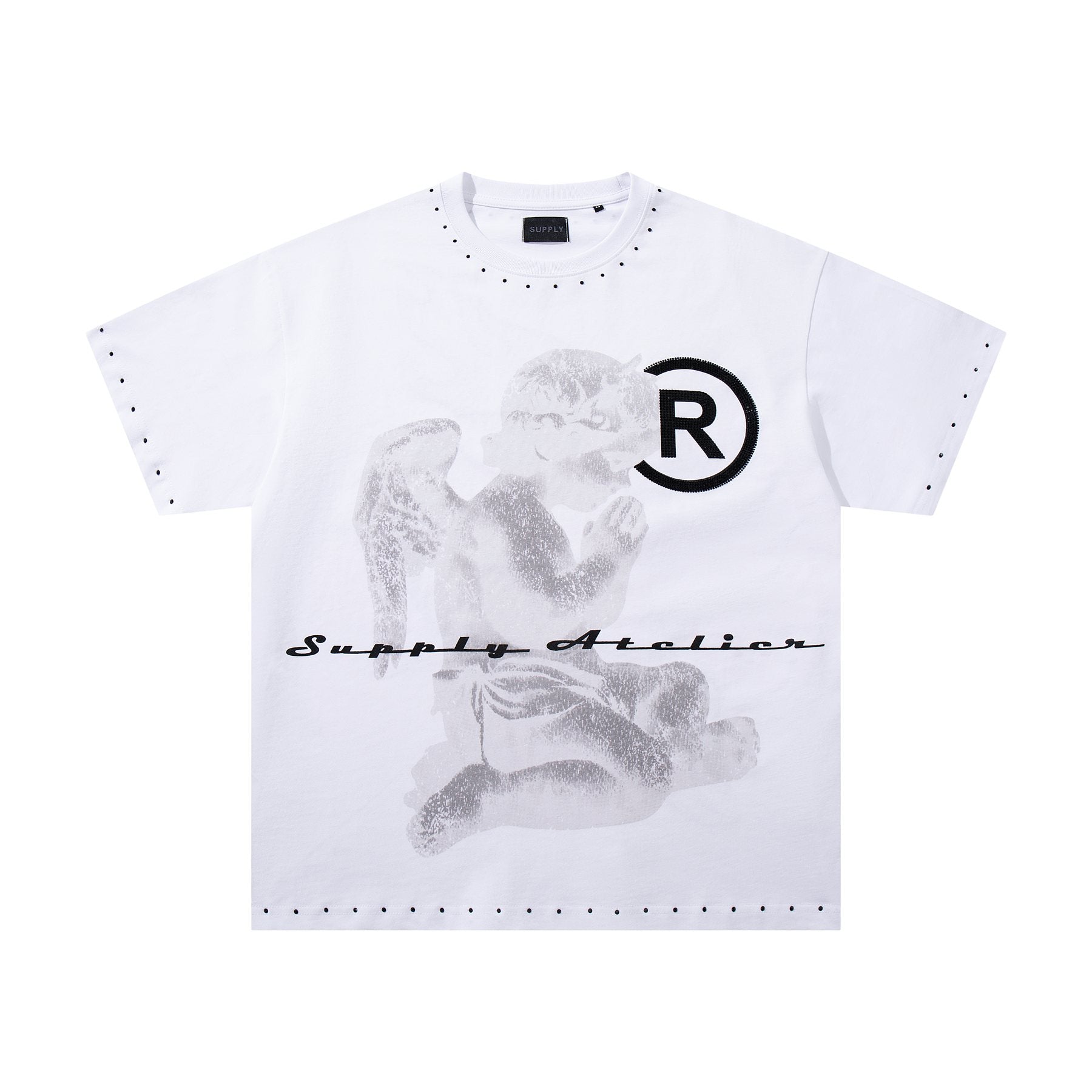 SUPPLY TEE Stud-Trim Flame Graphic T-Shirt — front