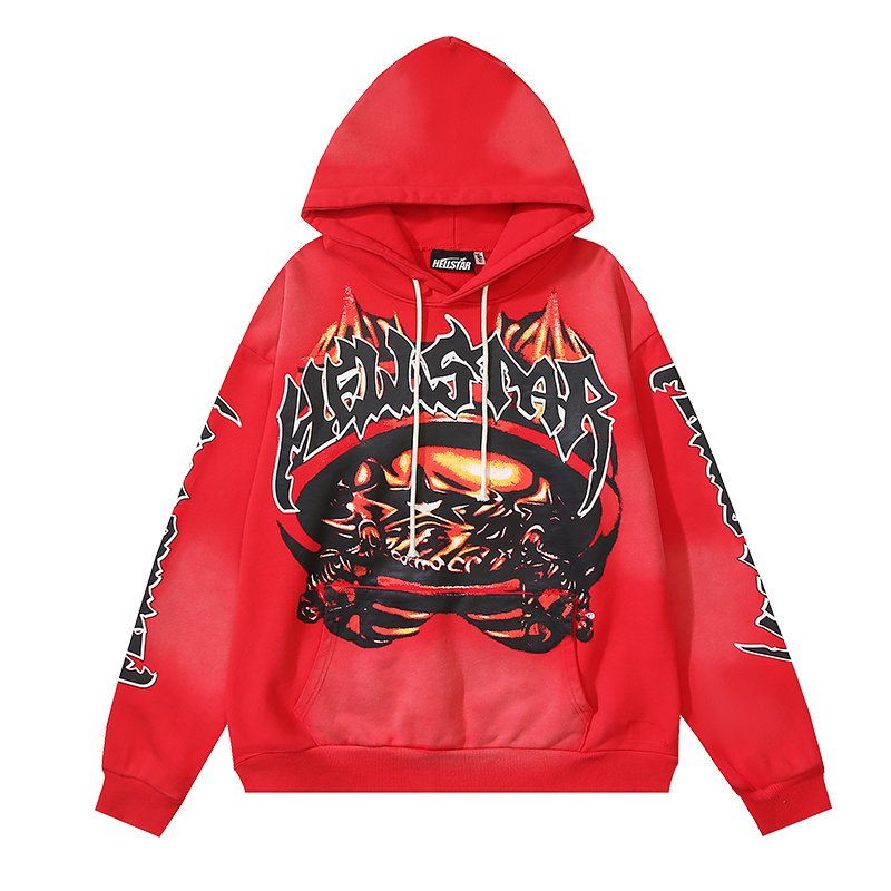Hellstar Fiery Star Graphic Pullover Hoodie — front