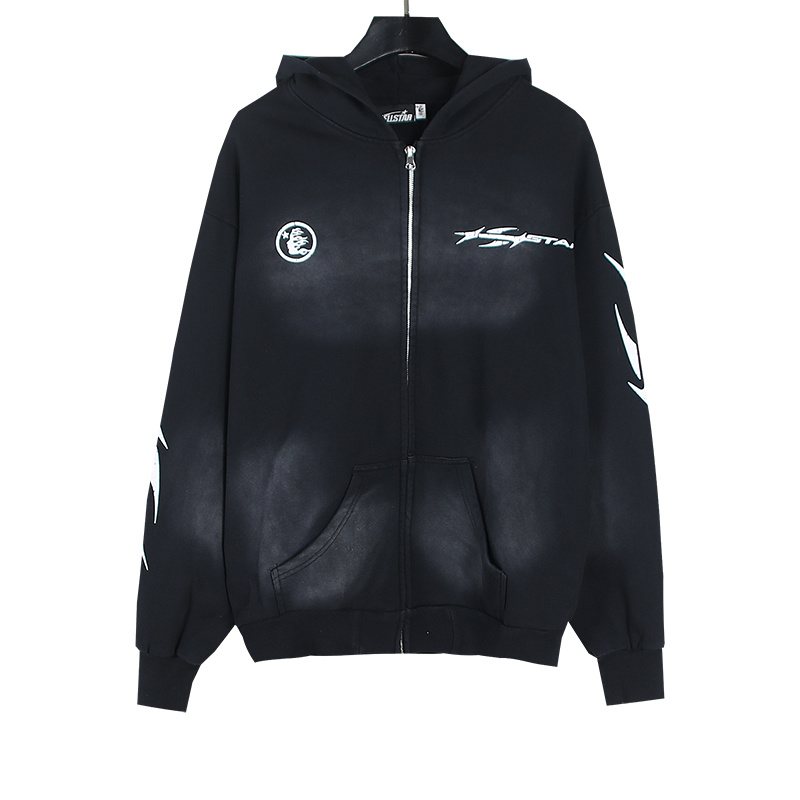 Hellstar Flame-Head Full-Zip Graphic Hoodie — front