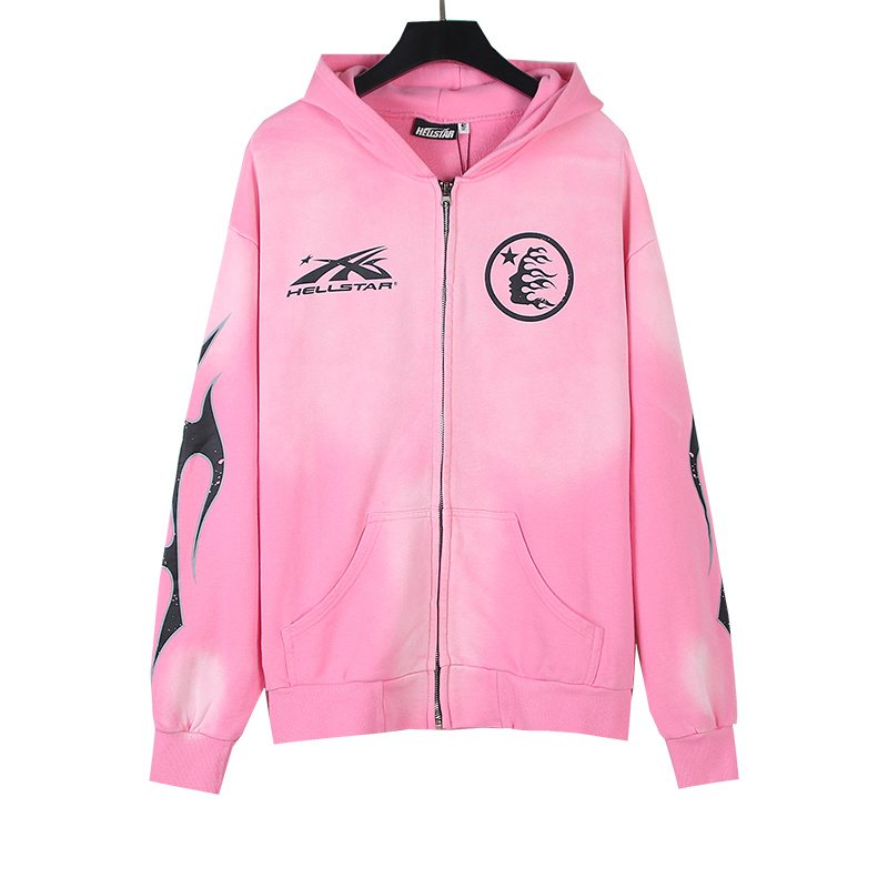 Hellstar Flame-Head Full-Zip Graphic Hoodie — front